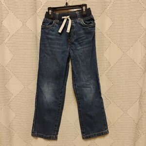 Carter's Boys Blue Denim Jeans with White Drawstring Elastic Waist Size 6